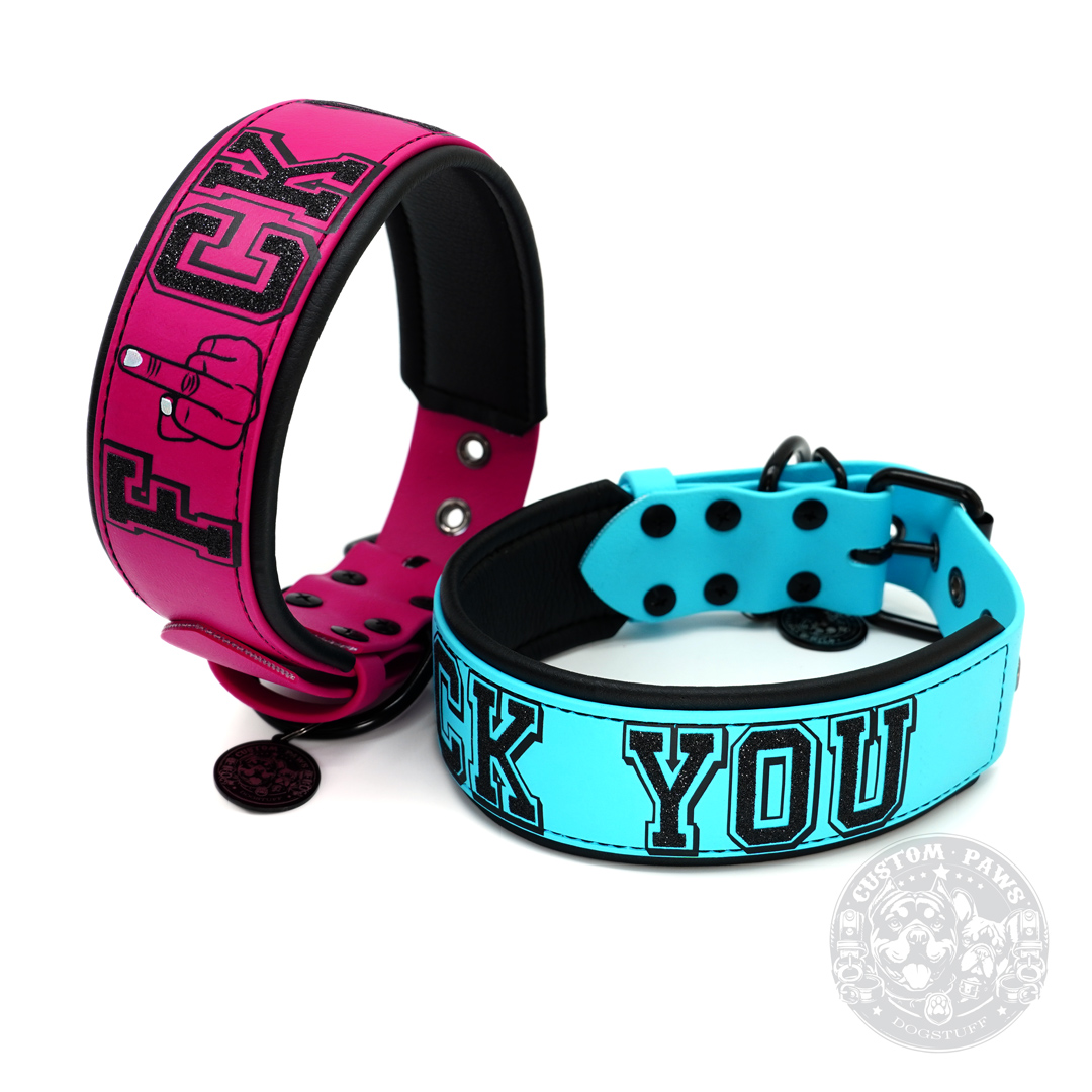 Gepolstertes Halsband aus Biothane "F*ck You" | Large – Bild 4