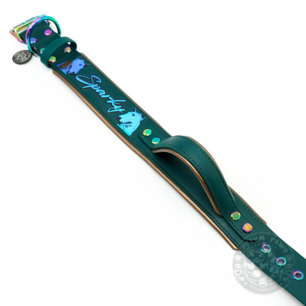 Grünes Hundehalsband mit Glitzersteinen