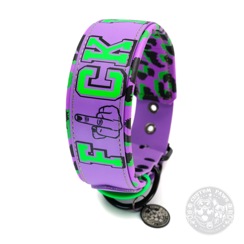 Gepolstertes Halsband aus Biothane "F*ck You" | Large