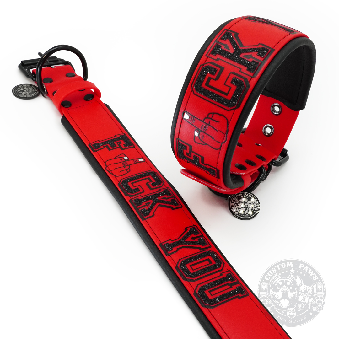 Gepolstertes Halsband aus Biothane "F*ck You" | Large – Bild 9
